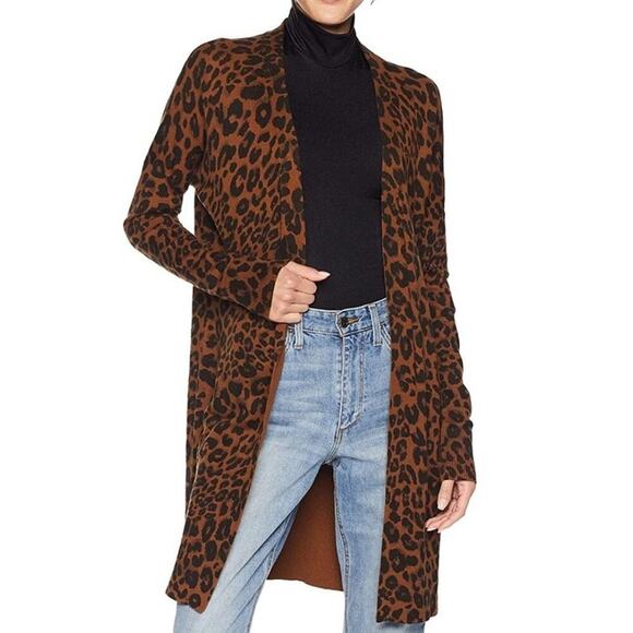 Sanctuary Lenox Leopard Animal Print Open Duster Long Cardigan Size Women’s‎ XL - Picture 4 of 9